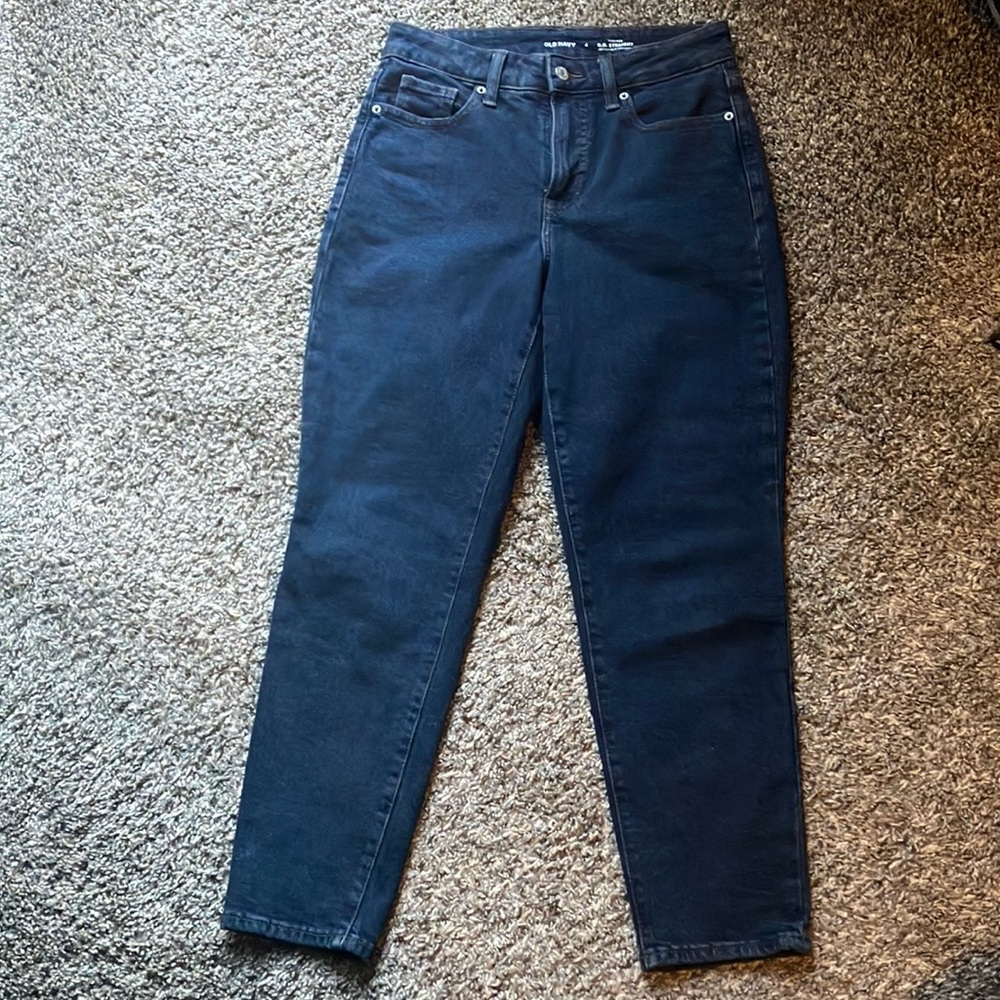Dark Wash High Rise Straight Leg Jeans, Old Navy